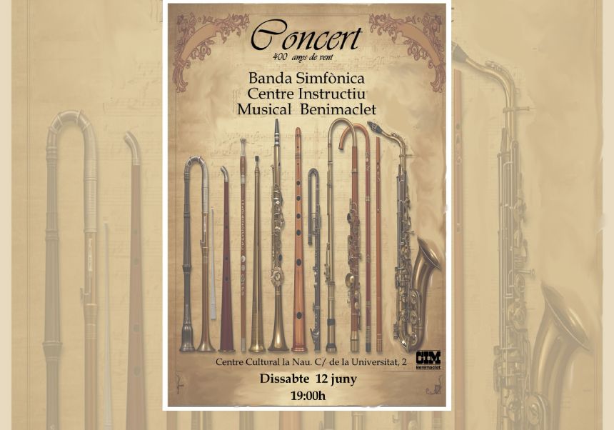 Imagen del evento:Poster del concierto del CIM Benimaclet en la Nau.
